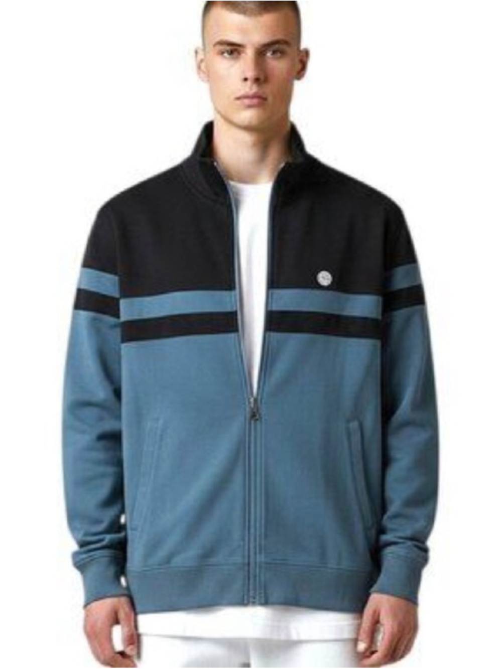 Aigle Blue Colour Block Zip Jacket Size M